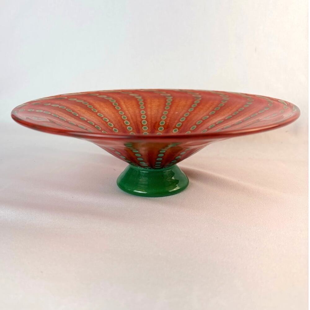 SIGNED JAN ERIK RITZMAN AND SVEN-AKE CARLSSON TRANSJO HYTTA GLASS FOOTED BOWL